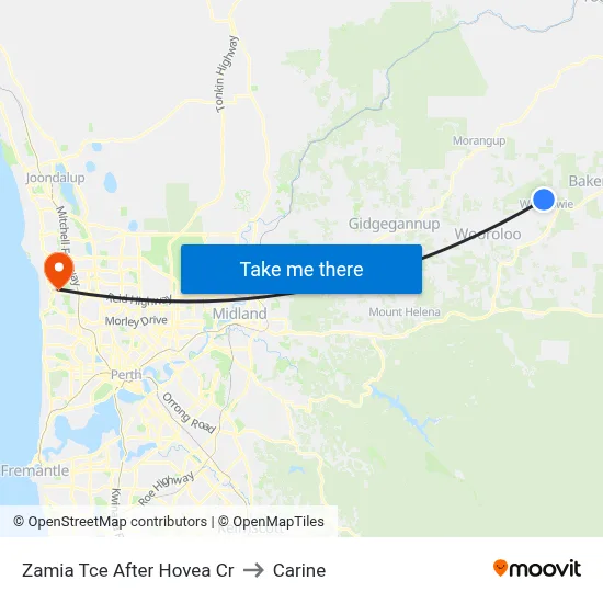 Zamia Tce After Hovea Cr to Carine map