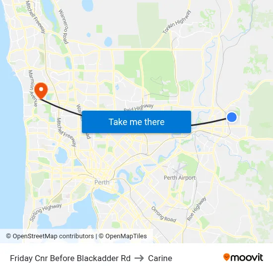 Friday Cnr Before Blackadder Rd to Carine map