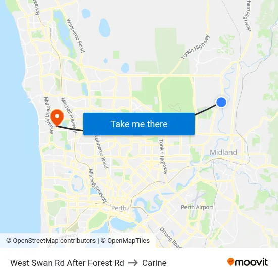 West Swan Rd After Forest Rd to Carine map