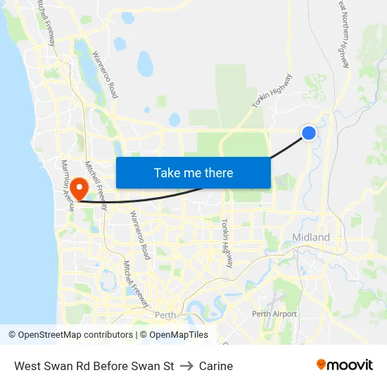 West Swan Rd Before Swan St to Carine map