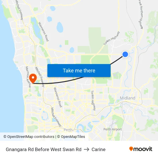 Gnangara Rd Before West Swan Rd to Carine map