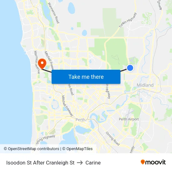 Isoodon St After Cranleigh St to Carine map
