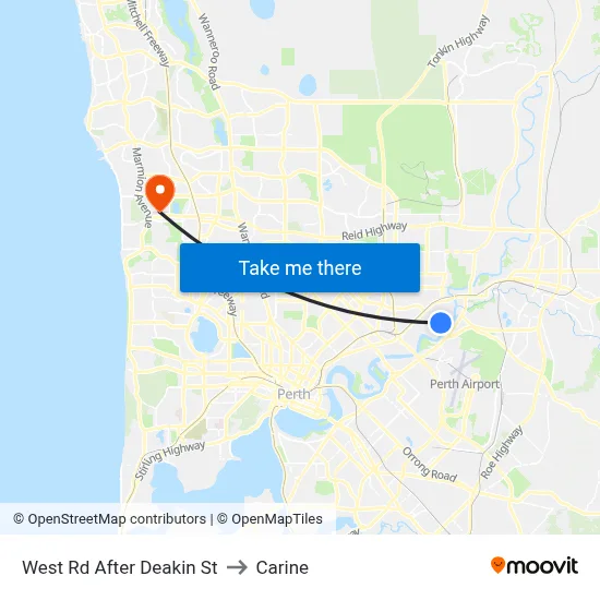 West Rd After Deakin St to Carine map