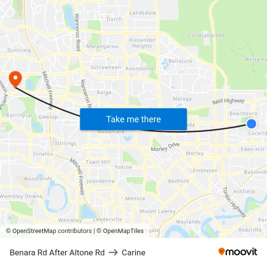 Benara Rd After Altone Rd to Carine map