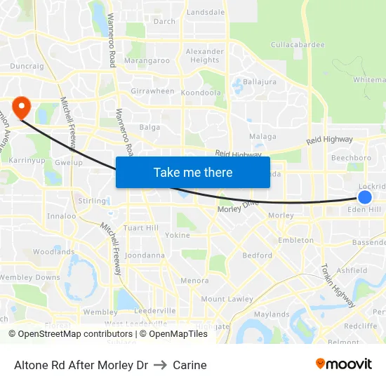 Altone Rd After Morley Dr to Carine map