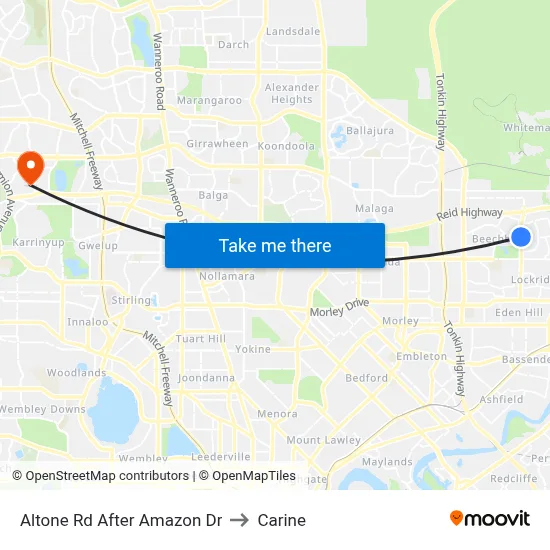 Altone Rd After Amazon Dr to Carine map