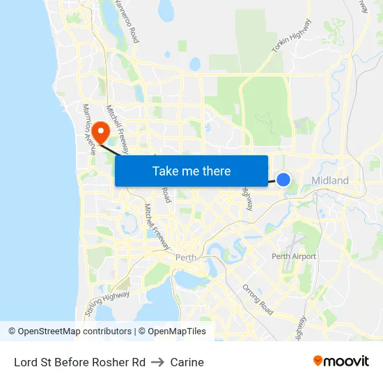 Lord St Before Rosher Rd to Carine map