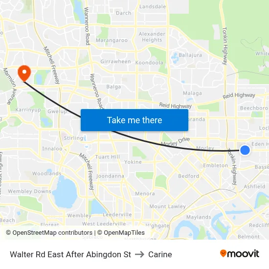 Walter Rd East After Abingdon St to Carine map