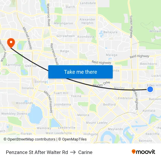 Penzance St After Walter Rd to Carine map