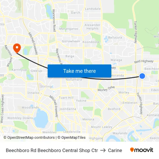 Beechboro Rd Beechboro Central Shop Ctr to Carine map