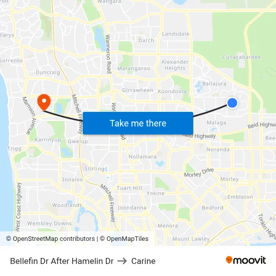Bellefin Dr After Hamelin Dr to Carine map