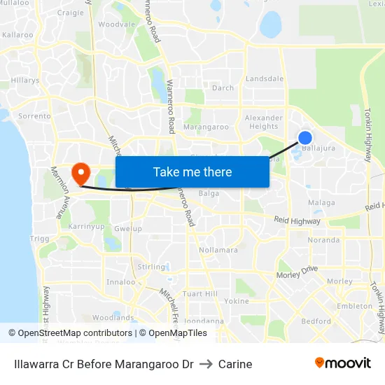 Illawarra Cr Before Marangaroo Dr to Carine map
