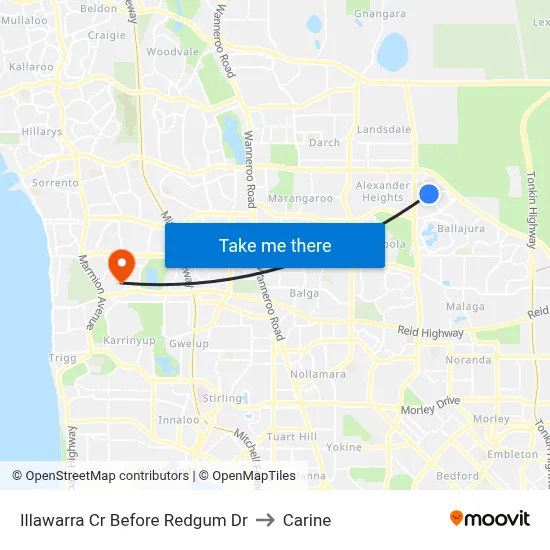 Illawarra Cr Before Redgum Dr to Carine map