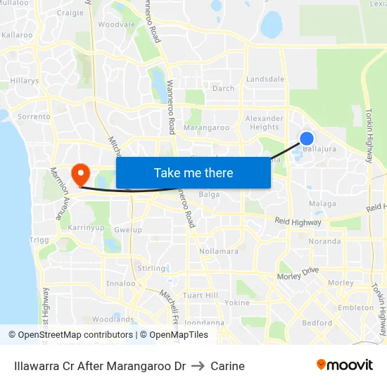Illawarra Cr After Marangaroo Dr to Carine map