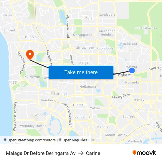 Malaga Dr Before Beringarra Av to Carine map