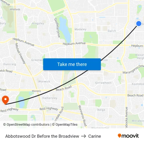 Abbotswood Dr Before the Broadview to Carine map