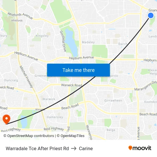 Warradale Tce After Priest Rd to Carine map