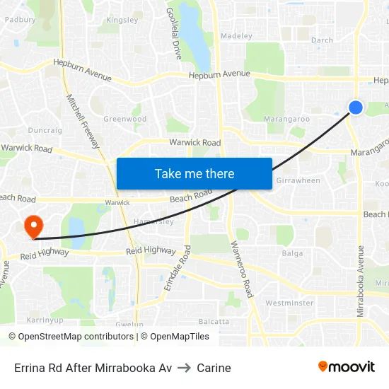 Errina Rd After Mirrabooka Av to Carine map
