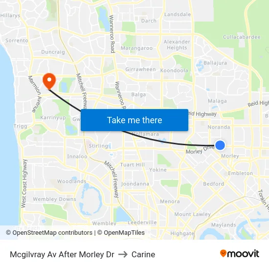 Mcgilvray Av After Morley Dr to Carine map