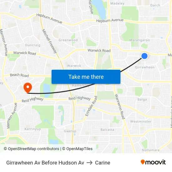 Girrawheen Av Before Hudson Av to Carine map