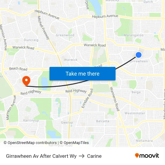 Girrawheen Av After Calvert Wy to Carine map
