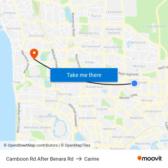 Camboon Rd After Benara Rd to Carine map