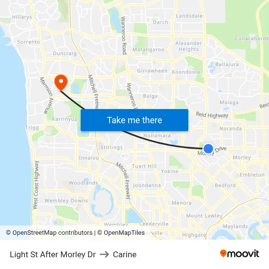 Light St After Morley Dr to Carine map