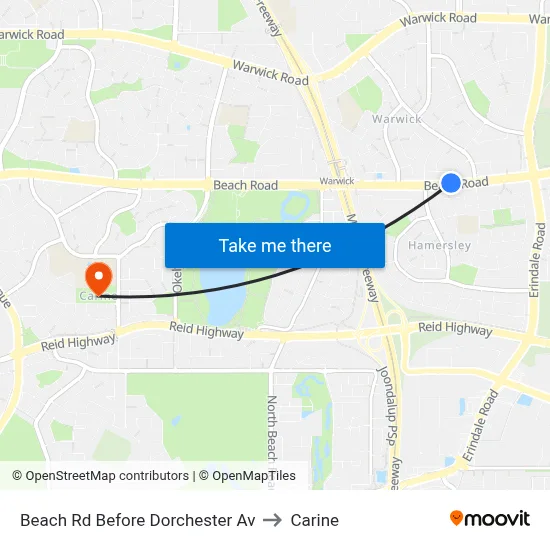 Beach Rd Before Dorchester Av to Carine map
