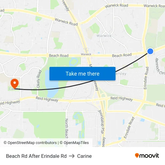 Beach Rd After Erindale Rd to Carine map