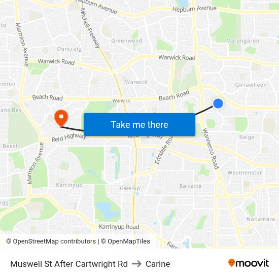 Muswell St After Cartwright Rd to Carine map