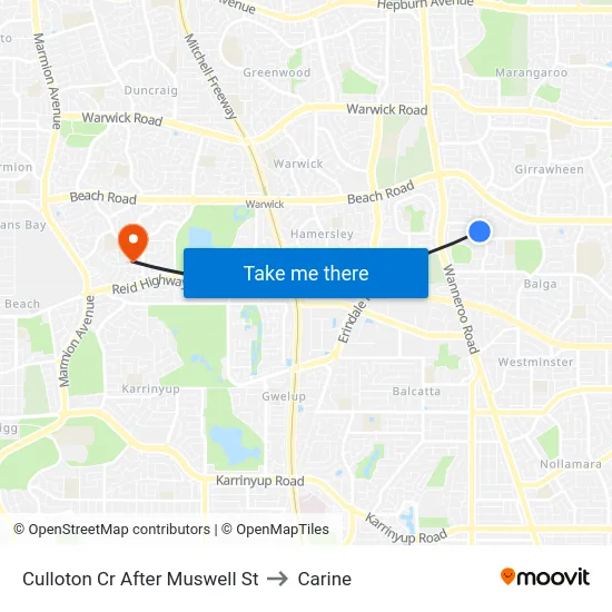 Culloton Cr After Muswell St to Carine map