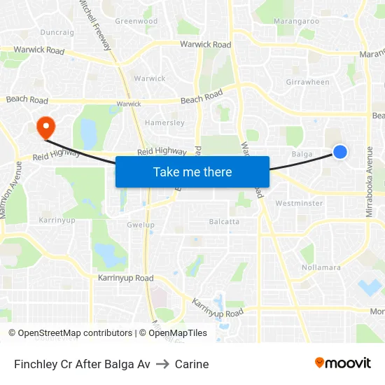 Finchley Cr After Balga Av to Carine map