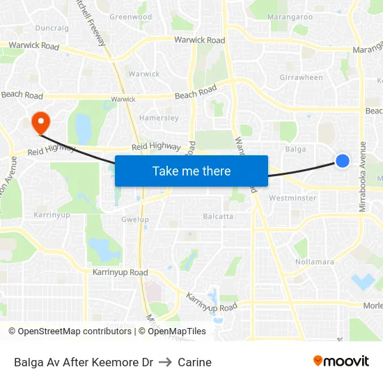 Balga Av After Keemore Dr to Carine map