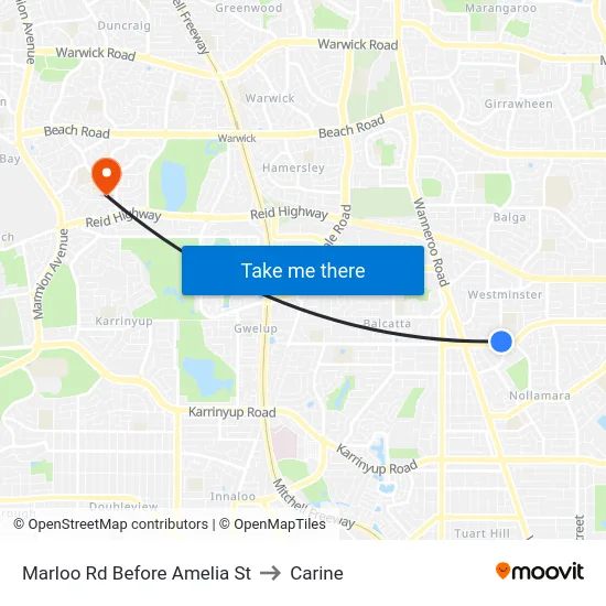 Marloo Rd Before Amelia St to Carine map