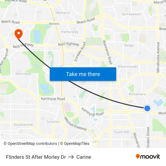 Flinders St After Morley Dr to Carine map
