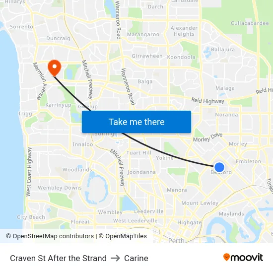 Craven St After the Strand to Carine map