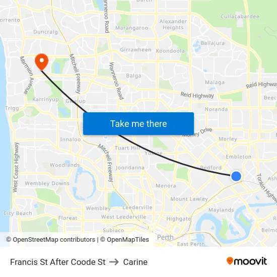 Francis St After Coode St to Carine map