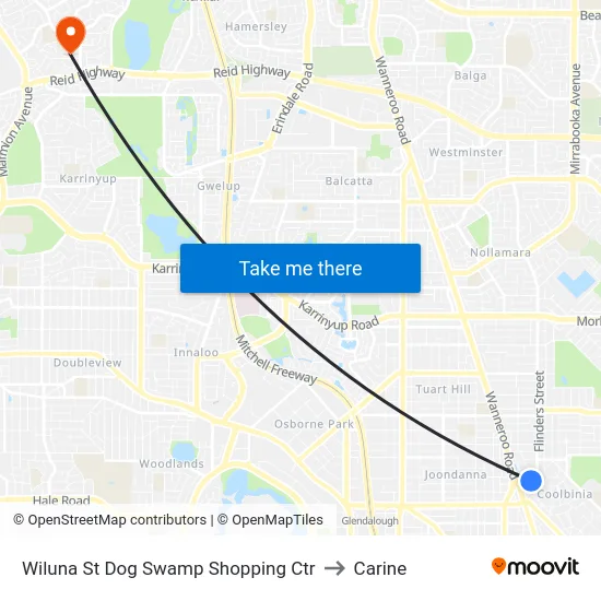 Wiluna St Dog Swamp Shopping Ctr to Carine map
