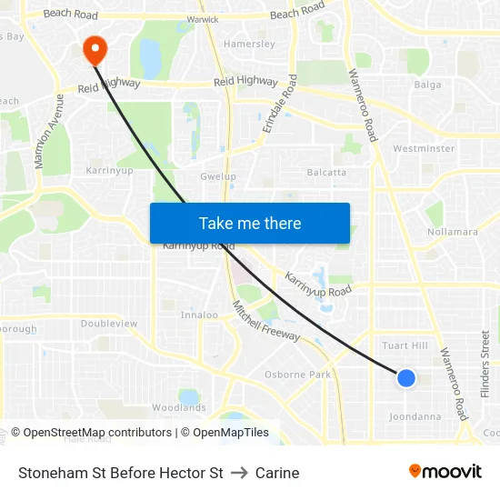 Stoneham St Before Hector St to Carine map