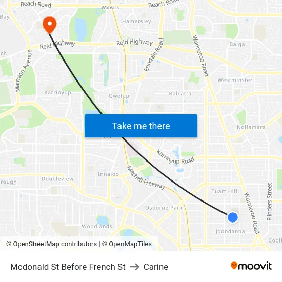 Mcdonald St Before French St to Carine map