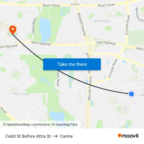 Cadd St Before Attra St to Carine map