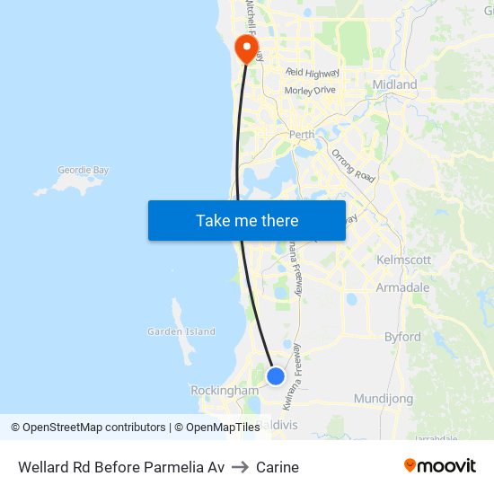 Wellard Rd Before Parmelia Av to Carine map