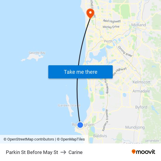 Parkin St Before May St to Carine map