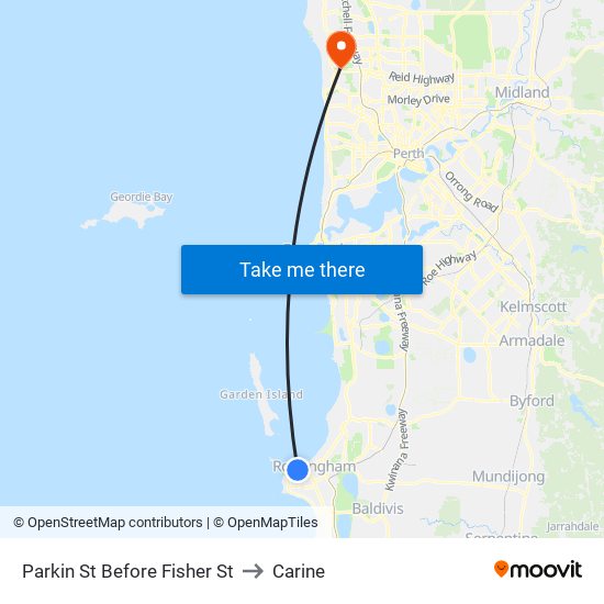 Parkin St Before Fisher St to Carine map