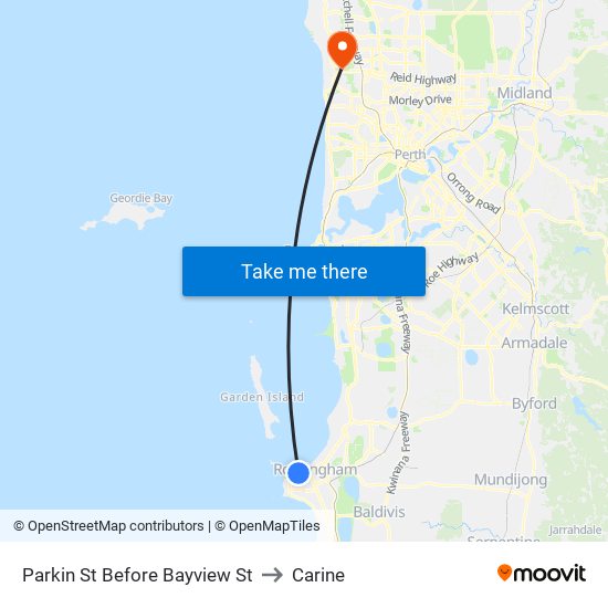 Parkin St Before Bayview St to Carine map