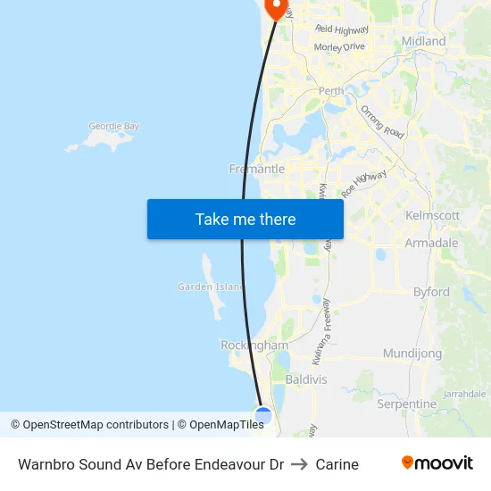 Warnbro Sound Av Before Endeavour Dr to Carine map