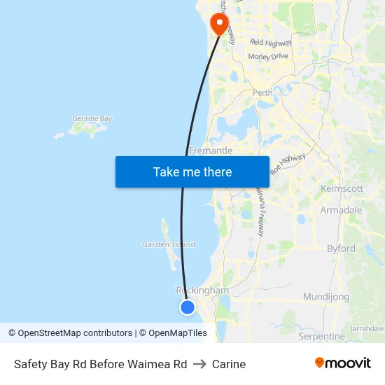 Safety Bay Rd Before Waimea Rd to Carine map