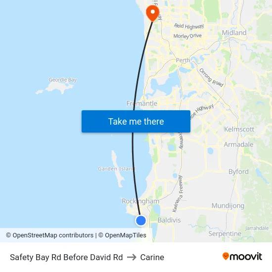 Safety Bay Rd Before David Rd to Carine map