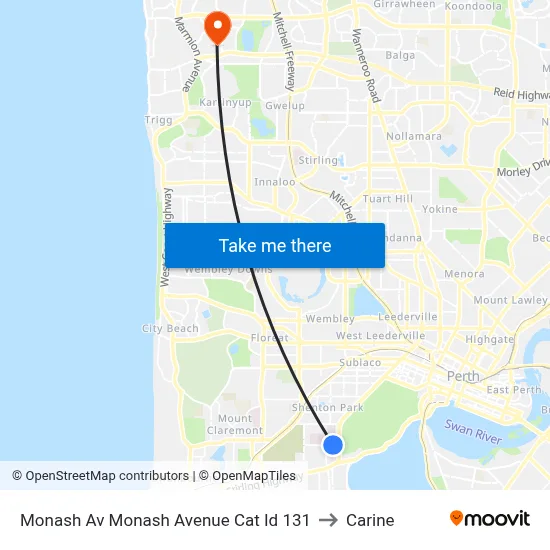 Monash Av Monash Avenue Cat Id 131 to Carine map