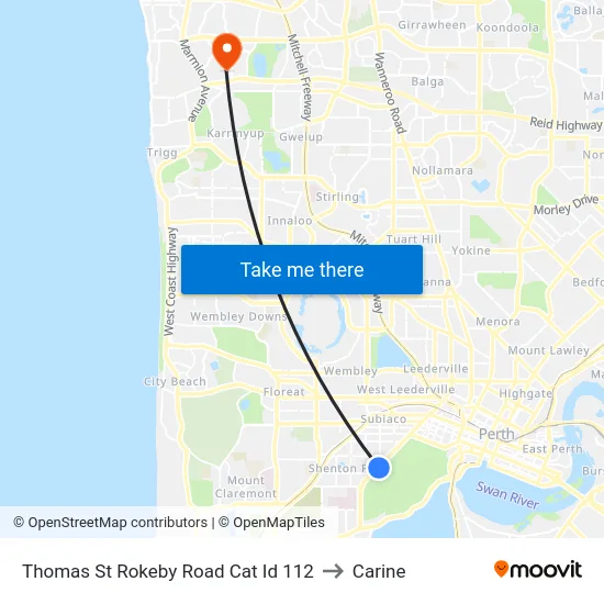 Thomas St Rokeby Road Cat Id 112 to Carine map